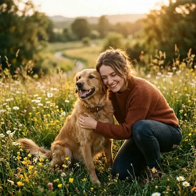 Perro rescatado feliz